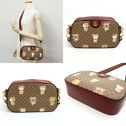 Gucci??DORAEMON Doraemon GG Supreme Shoulder Bag 574886 Beige Red