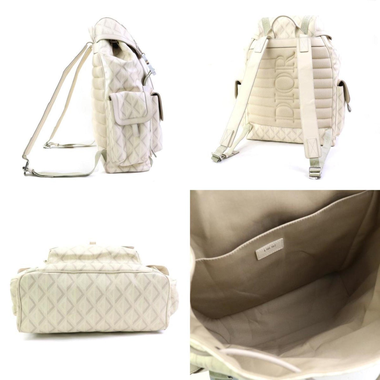 Christian Dior Light Beige Coated Canvas Leather Backpack ()