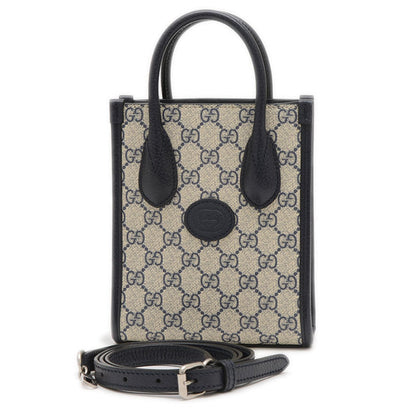Gucci Beige Navy Gg Supreme Handbag Shoulder Bag Tote Bag ()