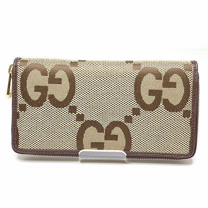 GUCCI Jumbo GG Zip Around 699316 Camel & Ebony/Brown Long Wallet