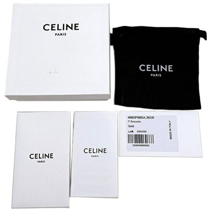 Celine Bracelet Gold 46B0P6BRA 35OR GP Celine Initial Alphabet P Breath Chain Plate Ladies