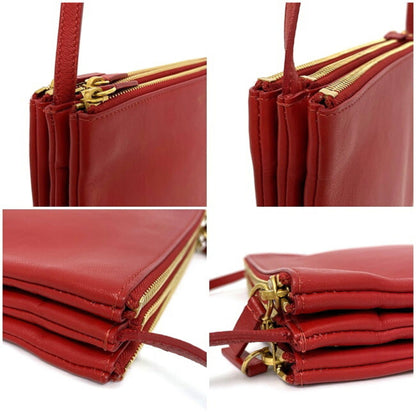 Celine Shoulder Bag Trio Large Red Gold 171453ETA 27ED Leather Smooth Lambskin Celine Pochette Crossbody Carry Thin Ladies