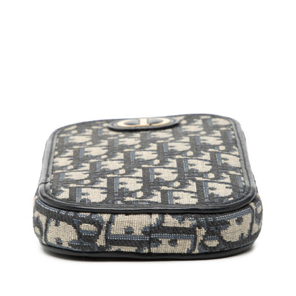 Christian Dior Navy Leather Canvas Shoulder Bag ()