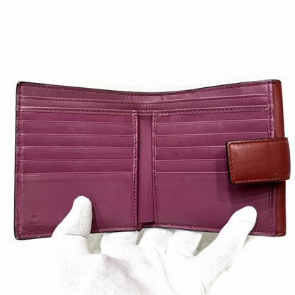 Gucci Gray Red Color Leather Pvc Wallet (Bi-Fold)