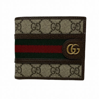 GUCCI Offideia 597609 Brown PVC x Leather Wallet Bifold Men's