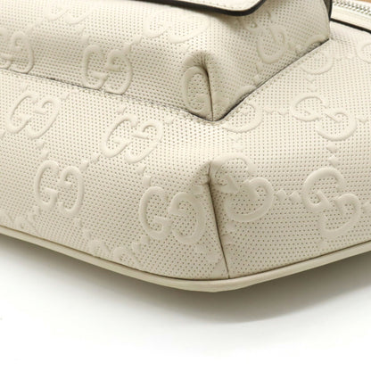 GUCCI GG embossed belt bag body waist pouch hip punching leather ivory white 645093