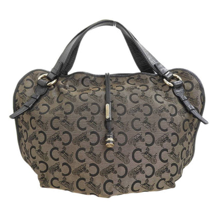 Celine tote bag carriage pattern large canvas black beige WC ST 0077