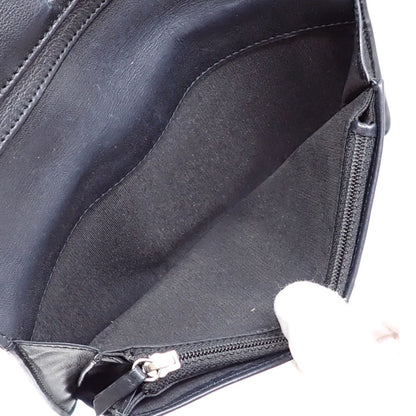 Chanel Bifold Long Wallet Women's Black Caviar Skin Coco Mark
