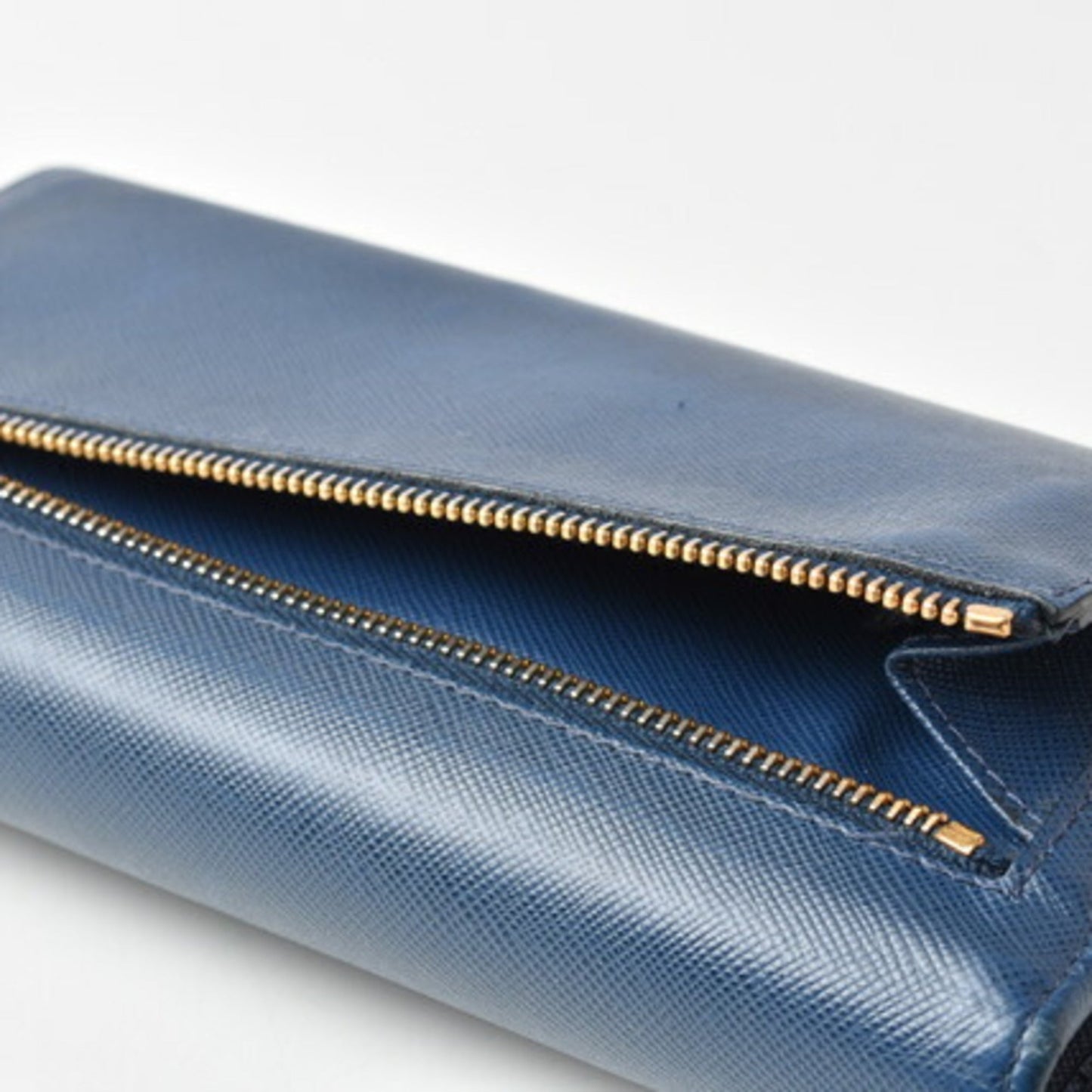 Prada wallet Prada long 1MH132 BLUETTE blue SAFFIANO FIOCCO embossed leather