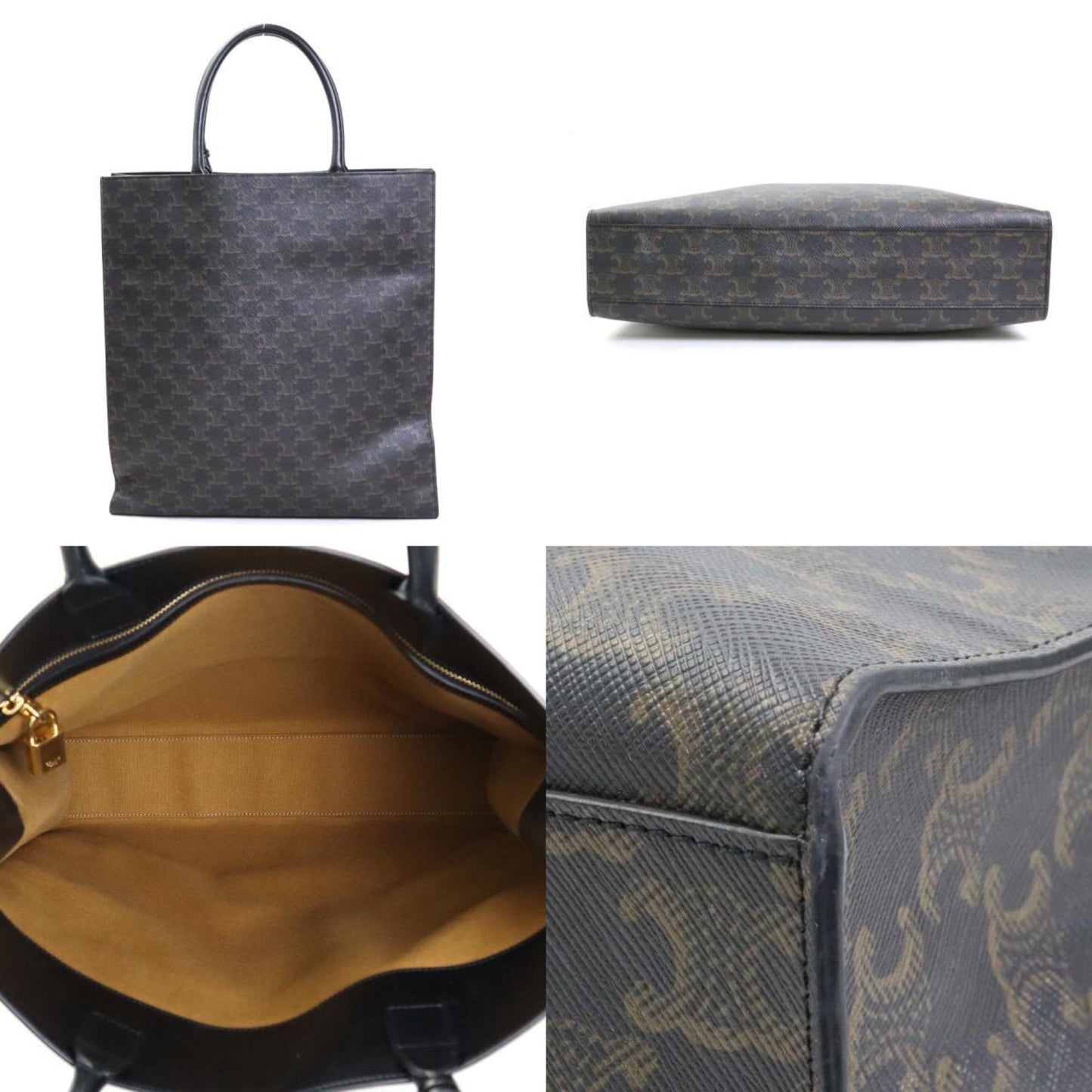 Celine Handbag Tote Bag Triomphe Vertical Cover Large Coated Canvas/Leather Brown Unisex 191492