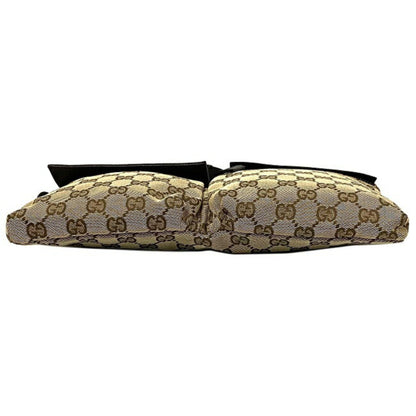 Gucci Body Bag Beige Brown GG Canvas 28566 002058 Waist Pouch Leather GUCCI Belt Velcro Women's Men's Unisex