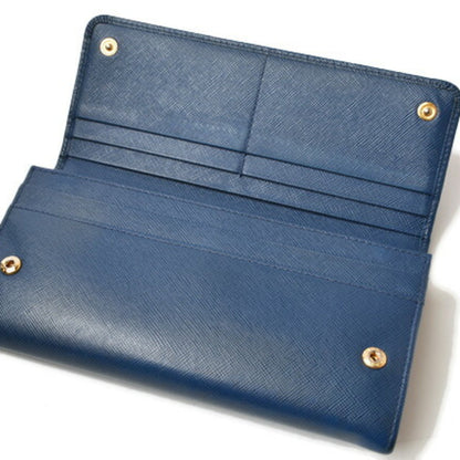 Prada wallet Prada long 1MH132 BLUETTE blue SAFFIANO FIOCCO embossed leather