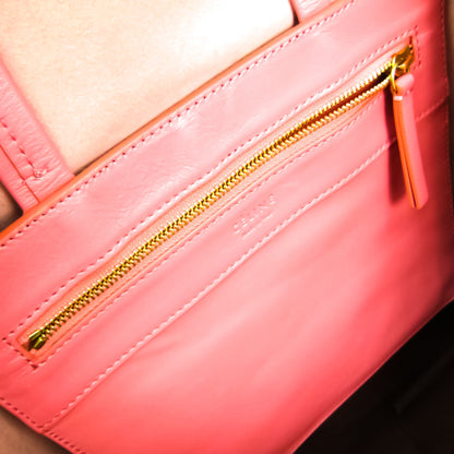 Celine Cabas Vertical 165553 Women's Leather Tote Bag Bordeaux,Pink