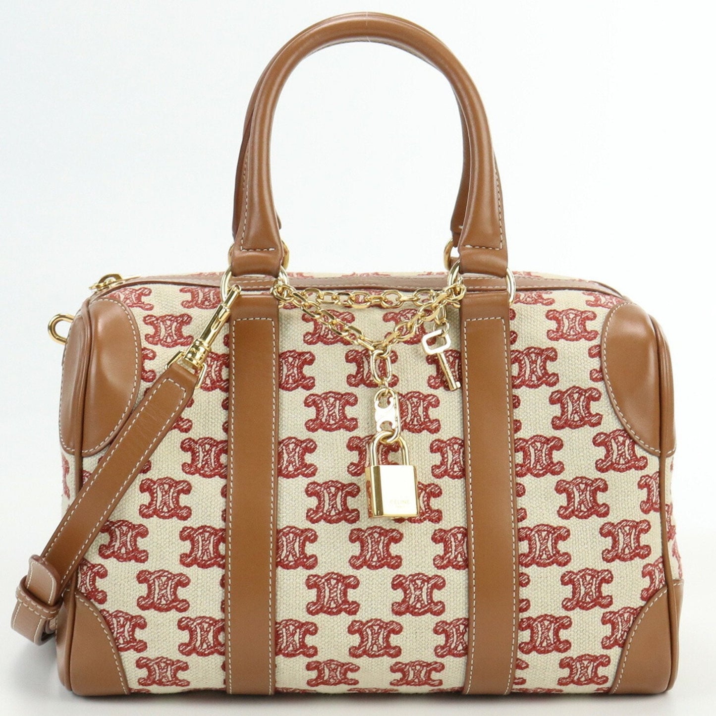 Celine Small Boston Bag Triomphe 19365 2CS8 Canvas Ladies