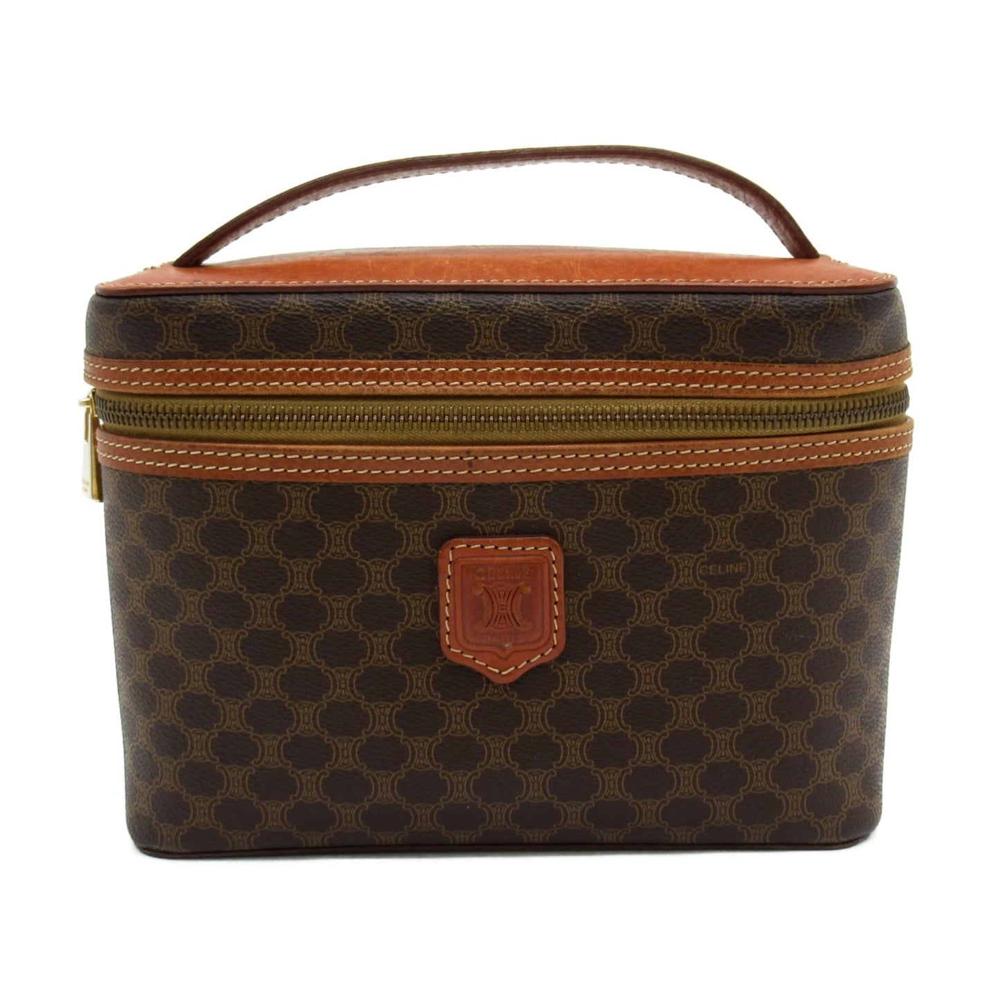 Celine Macadam vanity bag Brown PVC coated canvas