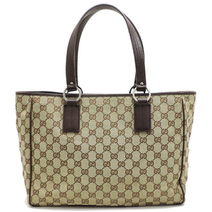 Gucci Gg Canvas Beige Brown Gg Canvas Leather Tote Bag