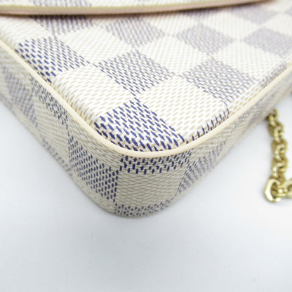 LOUIS VUITTON Pochette Felice White Damier Azur leather N40491