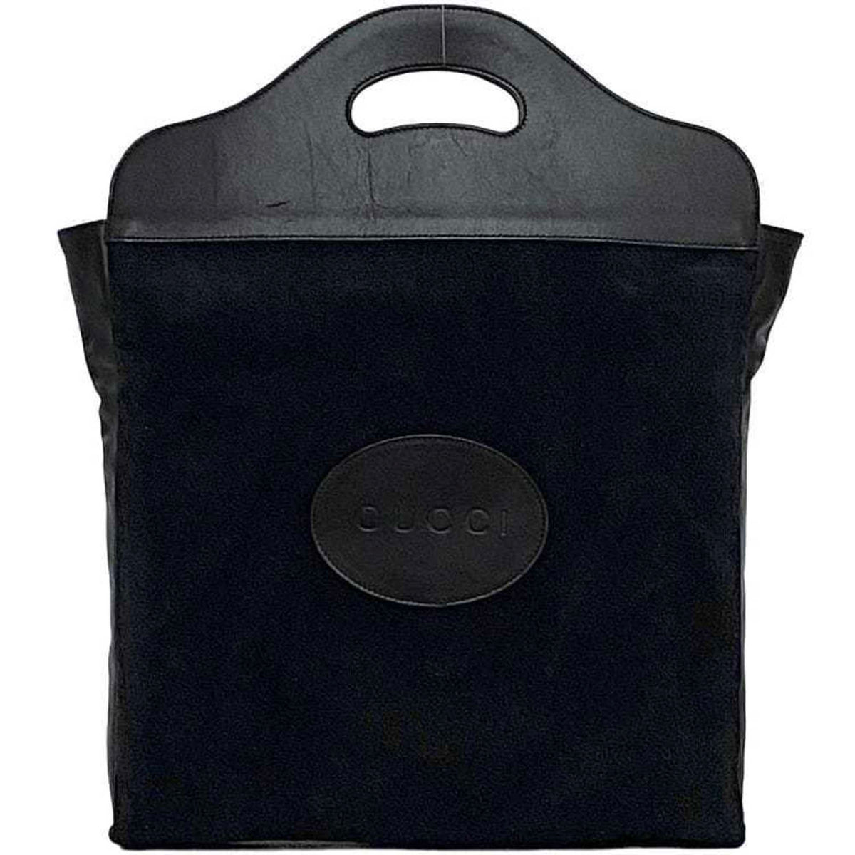 Gucci Black Suede Leather Handbag Tote Bag ()