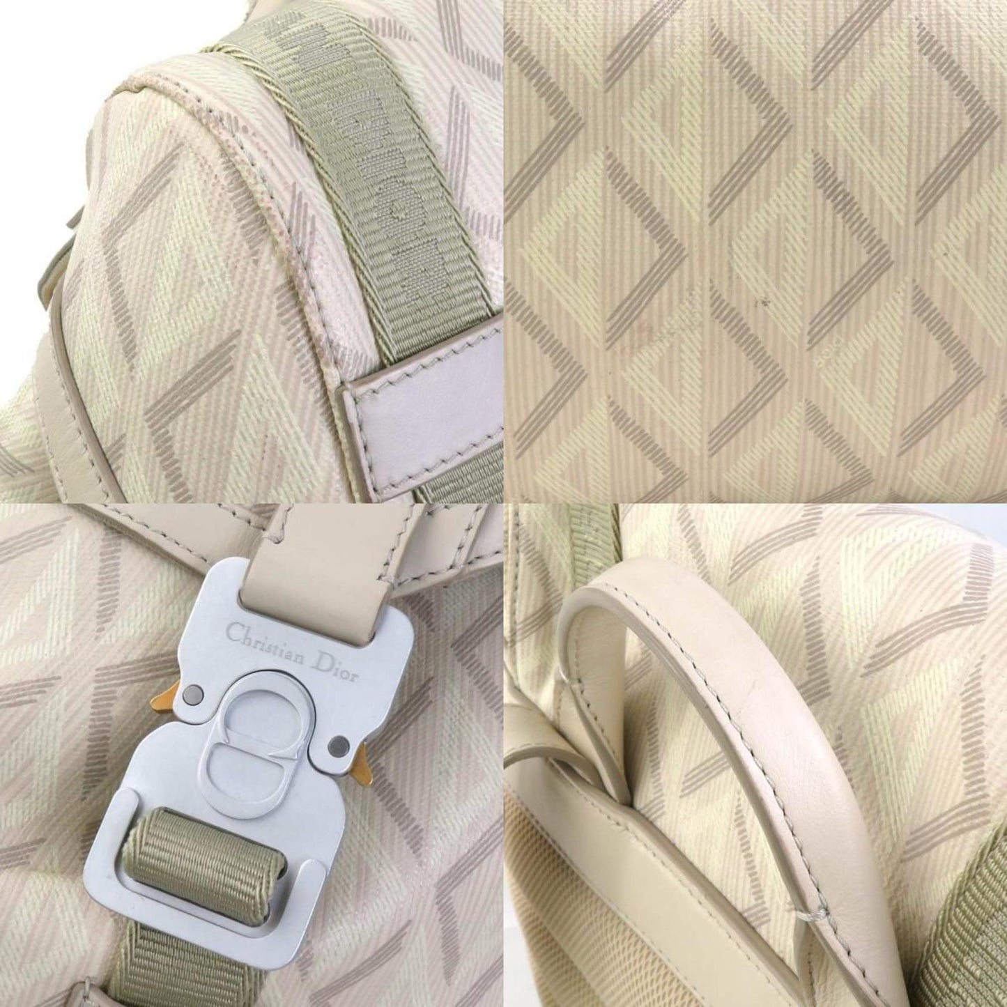 Christian Dior Light Beige Coated Canvas Leather Backpack ()