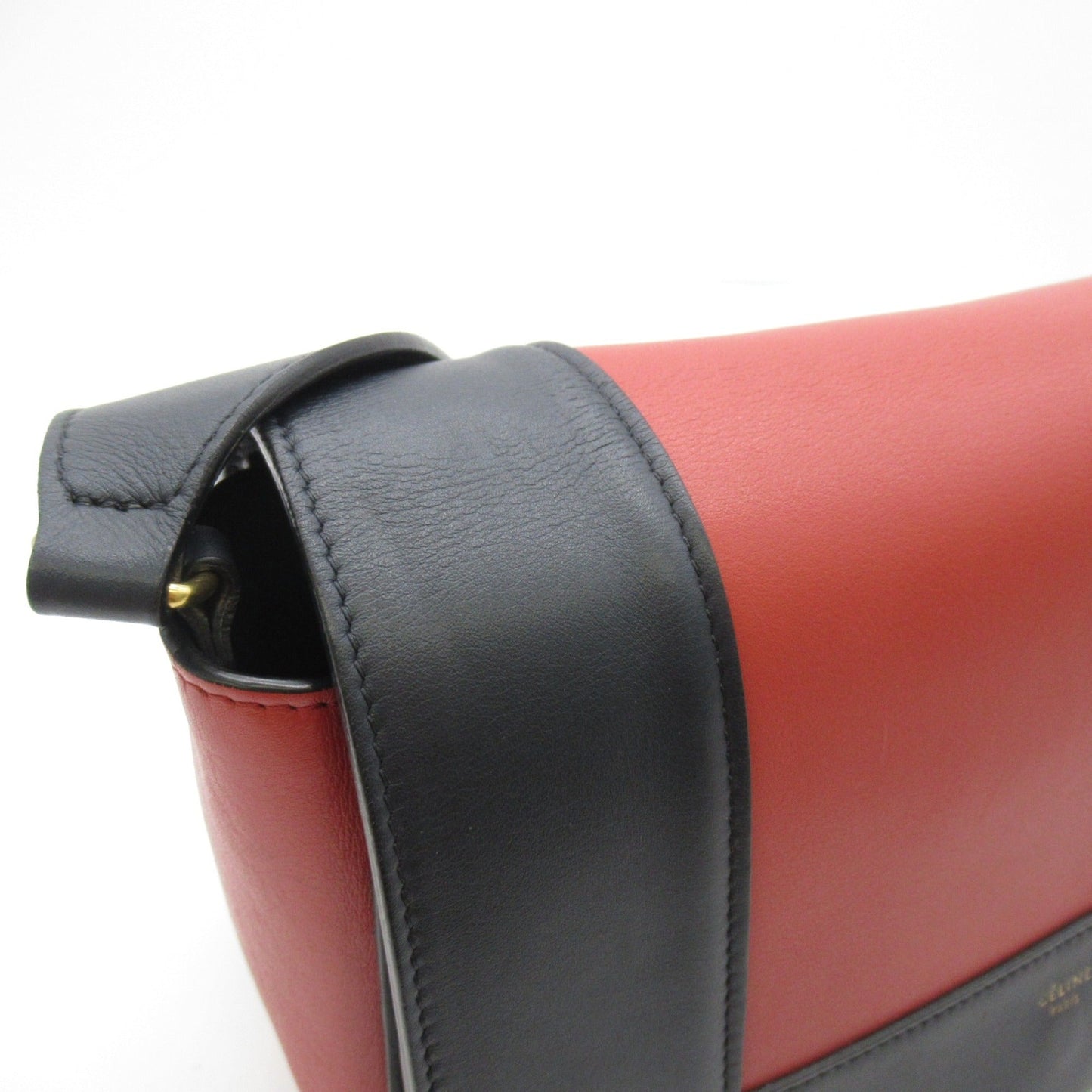Celine Shoulder Bag Red Navy leather
