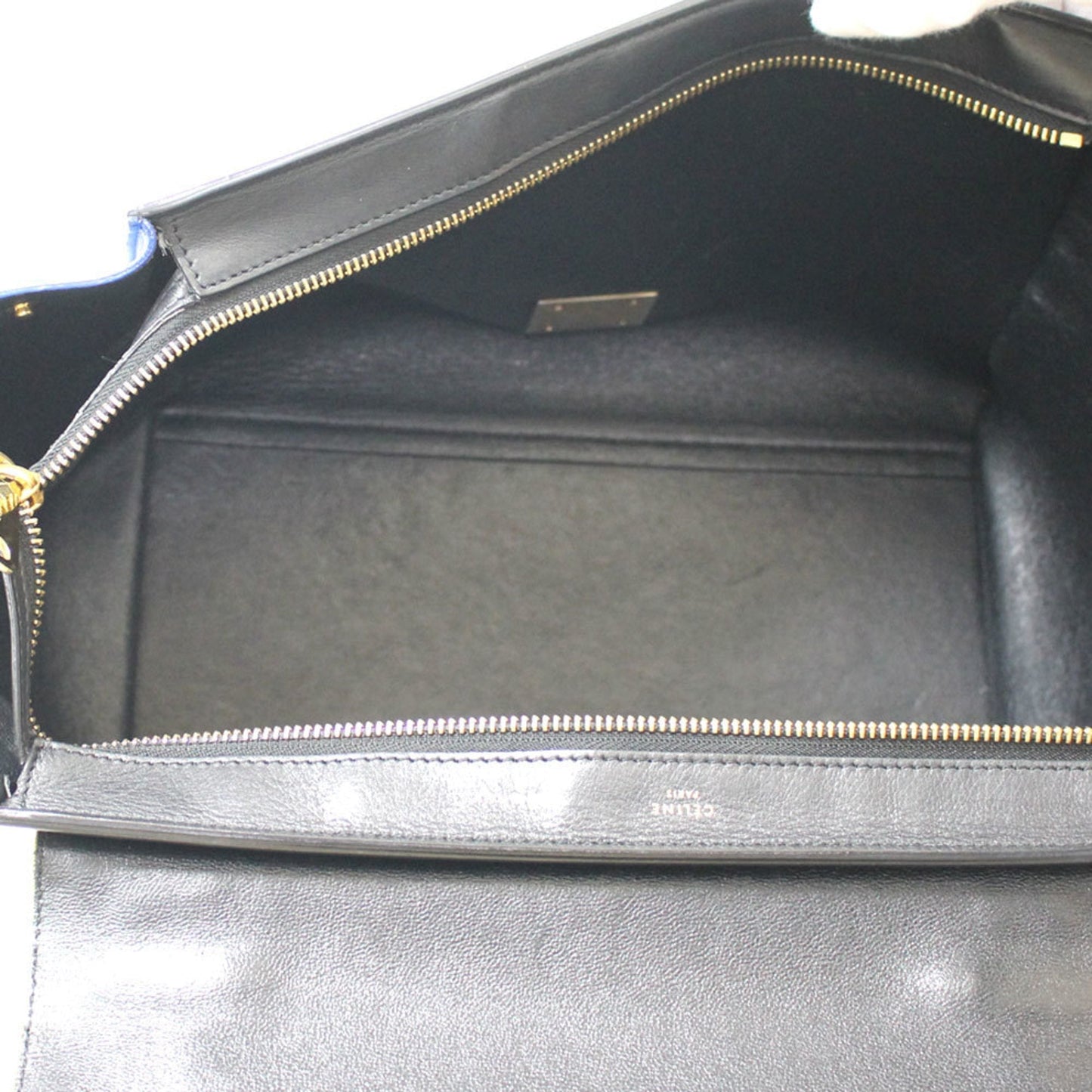 Celine Shoulder Bag Trapeze Handbag 2way White x Black Ladies