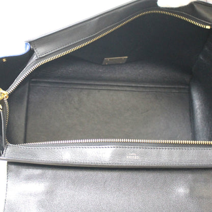 Celine Shoulder Bag Trapeze Handbag 2way White x Black Ladies