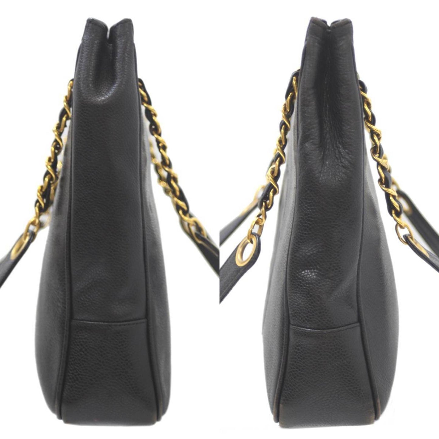 Chanel Coco Shoulder Bag Caviar Skin Chain Tote Black  Card Ladies KS