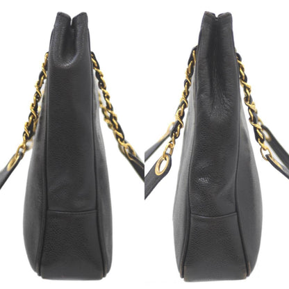 Chanel Coco Shoulder Bag Caviar Skin Chain Tote Black  Card Ladies KS