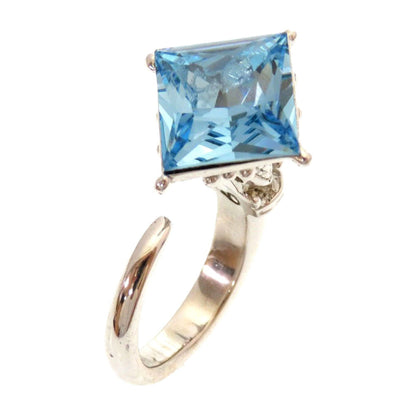 Christian Dior Silver Blue Metal Band Ring ()