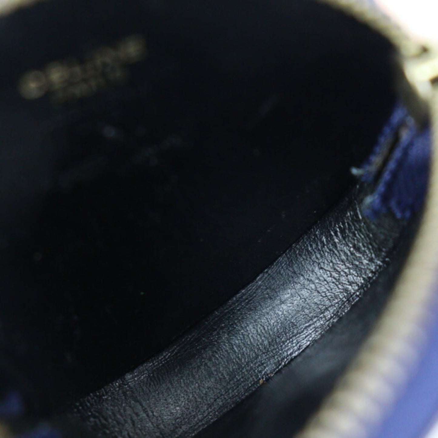 Celine coin case leather purple navy gold metal fittings circle logo purse