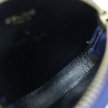 Celine coin case leather purple navy gold metal fittings circle logo purse