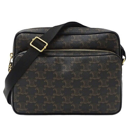 Celine Bag Women's Men's Shoulder Triomphe Medium Forco Black Brown Unisex