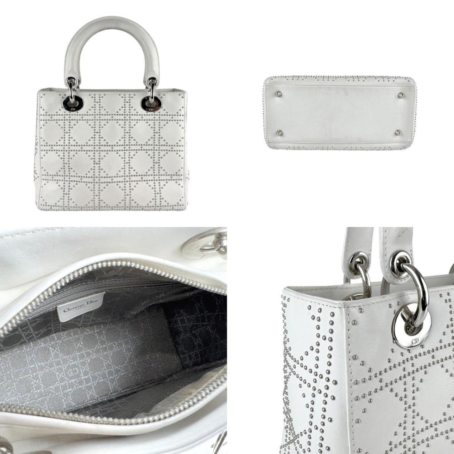 Christian Dior White Leather Handbag Shoulder Bag ()