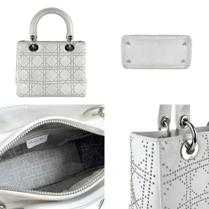 Christian Dior White Leather Handbag Shoulder Bag ()