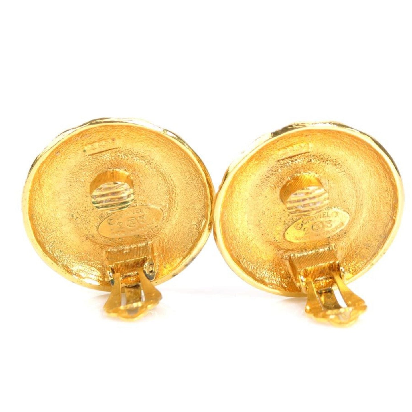 Chanel earrings metal/fake pearl gold/off white ladies