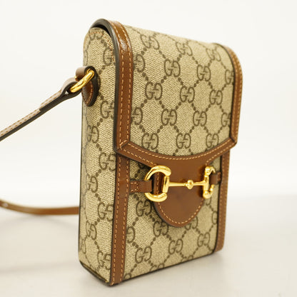 GUCCIAuth  Horsebit 625615 Women's GG Supreme Shoulder Bag Beige,Brown