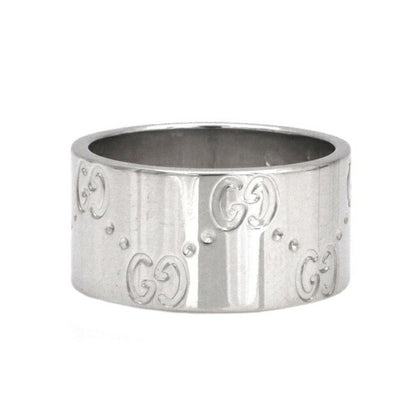 Gucci Icon Ring WG White Gold GG No. 8 # 750 K18 GUCCI 9mm Engraved Band Women's Men's Unisex Flat