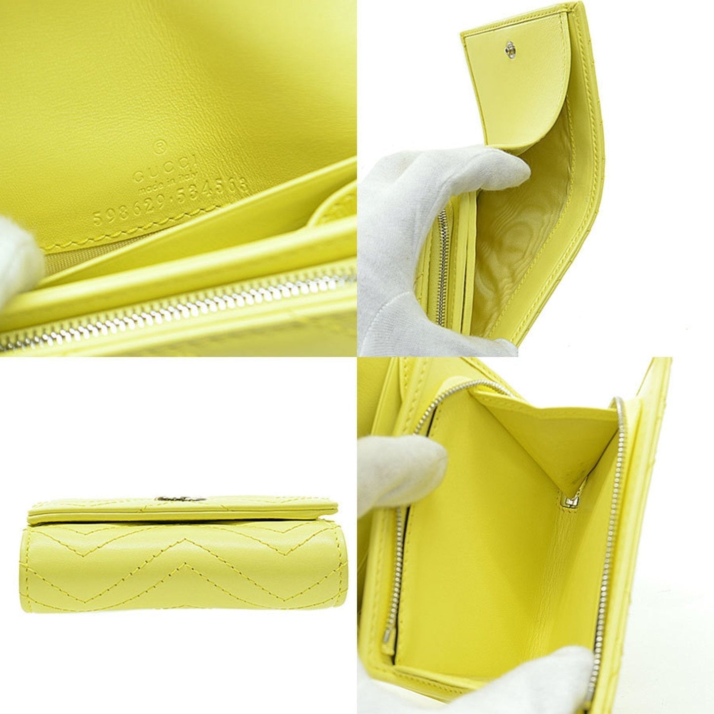 Gucci Bifold Wallet Double G Leather Yellow Women's 598629