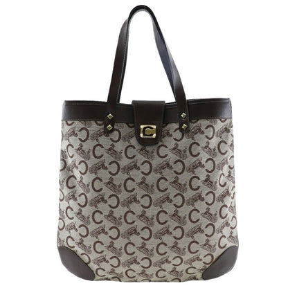 Celine C Macadam Tote Bag Canvas Made in France Brown Shoulder Handbag A4 Open Ladies
