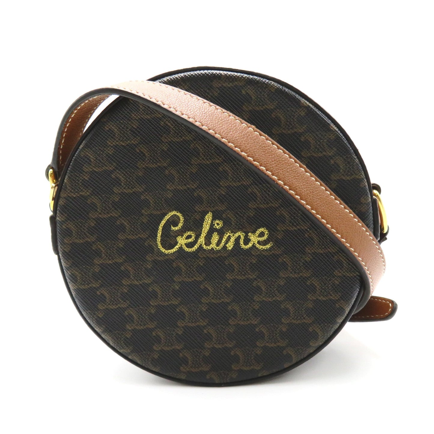 Celine Shoulder pouch Brown Dark brown PVC coated canvas leather Triomphe