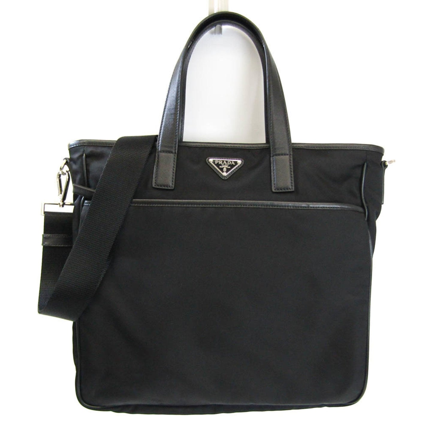 Prada Men,Women Nylon,Leather Shoulder Bag,Tote Bag Black