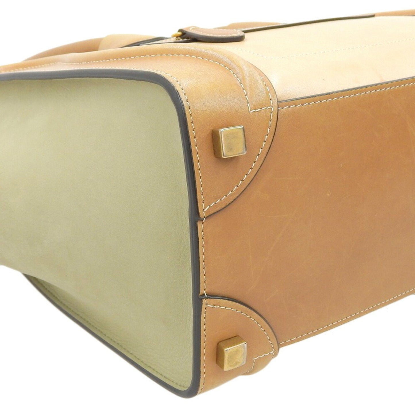 Celine luggage micro shopper tricolor handbag beige mint green 167793 A03 15LK