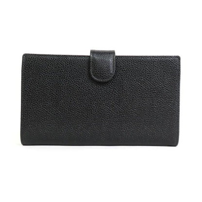 Chanel Bifold Wallet Coco Mark Caviar Skin Leather Black Women's