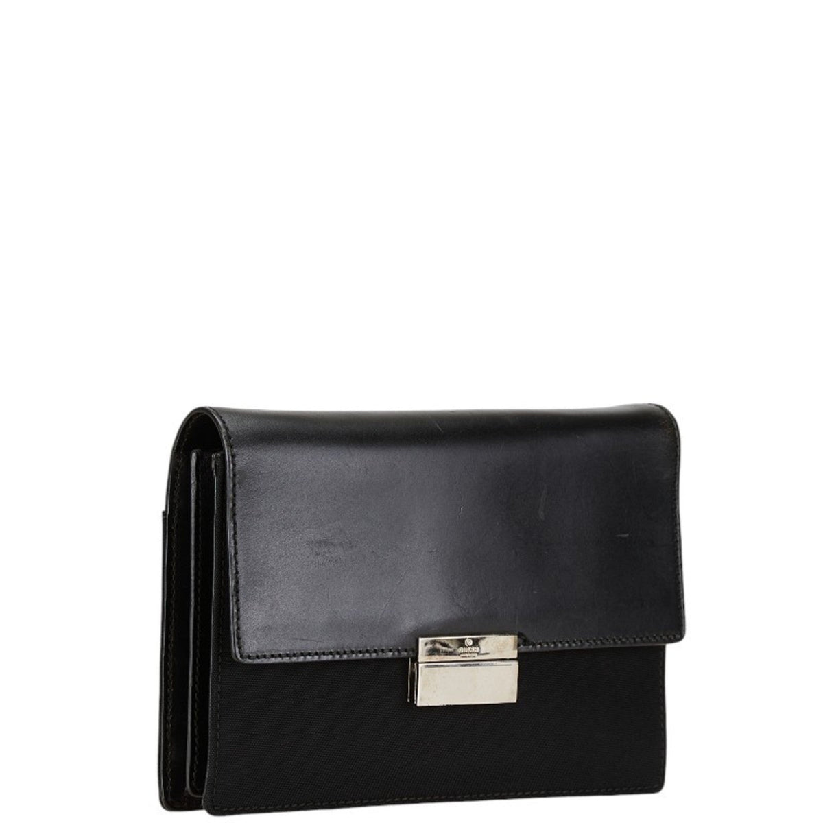 Gucci Black Canvas Leather Clutch Bag