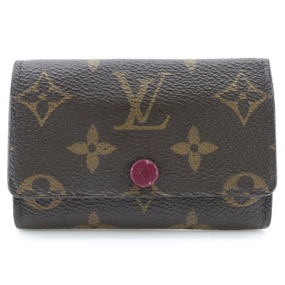 Louis Vuitton Multicles6 Key Case M60701 Monogram Canvas Fuchsia Made in France Brown CT1139 Snap Button Women's