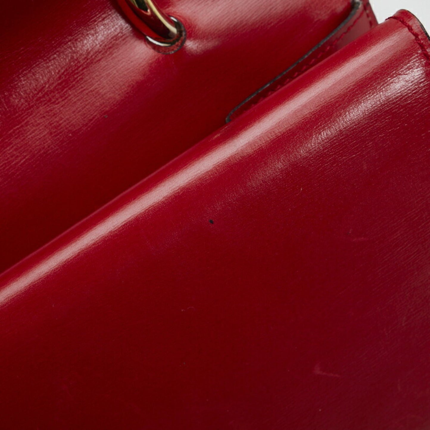 Celine Gancini Handbag Red Gold Leather Ladies