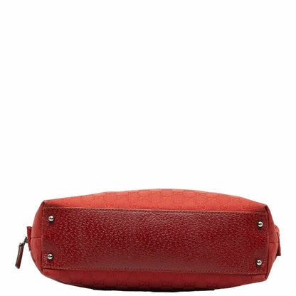 GUCCI GG Canvas Handbag Boston Bag 113009 Red Leather Women's