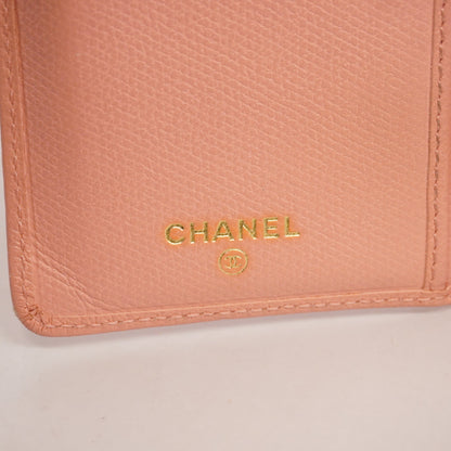 ChanelAuth  Coco Button Gold Hardware Women's Leather Long Wallet [bi-fold] Pink