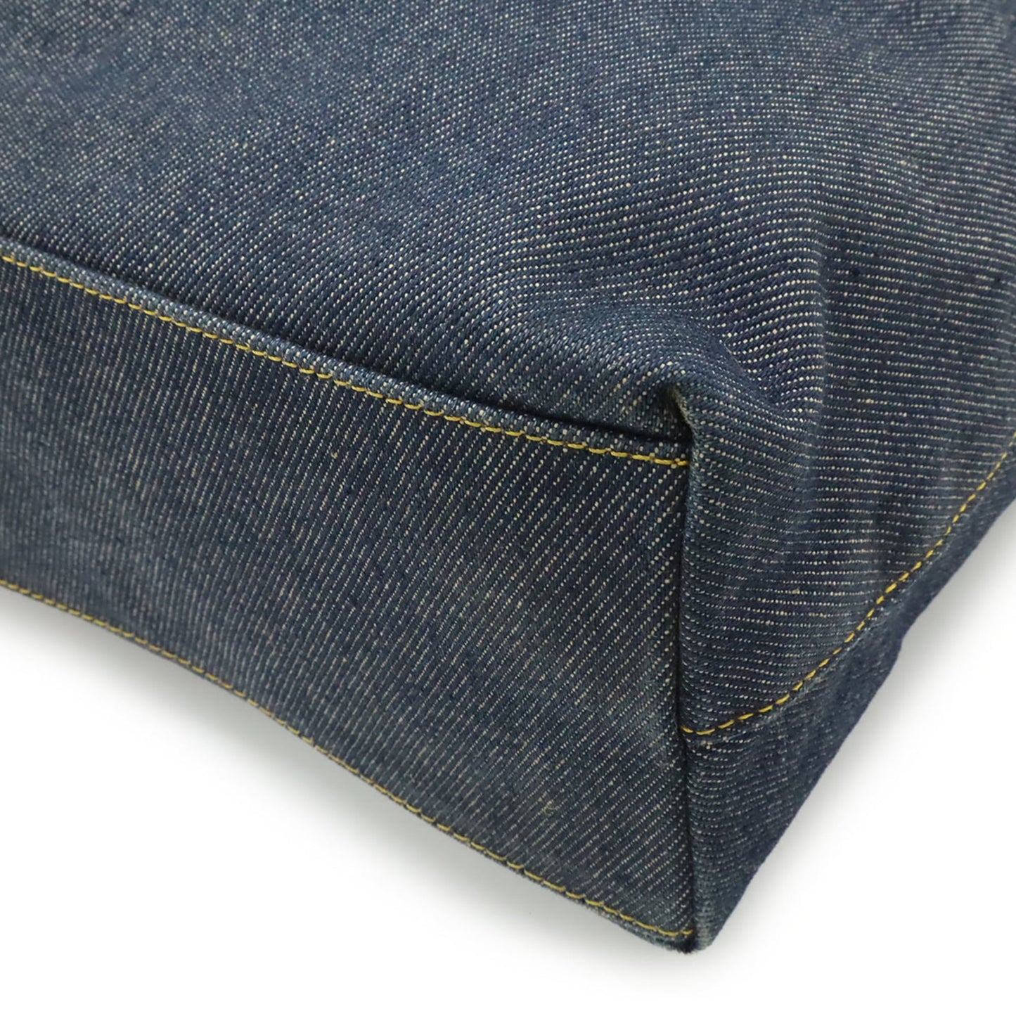 Christian Dior Navy Denim Leather Shoulder Bag Tote Bag ()