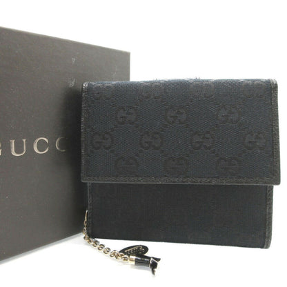 Gucci Black Gg Canvas Leather Wallet (Bi-Fold)